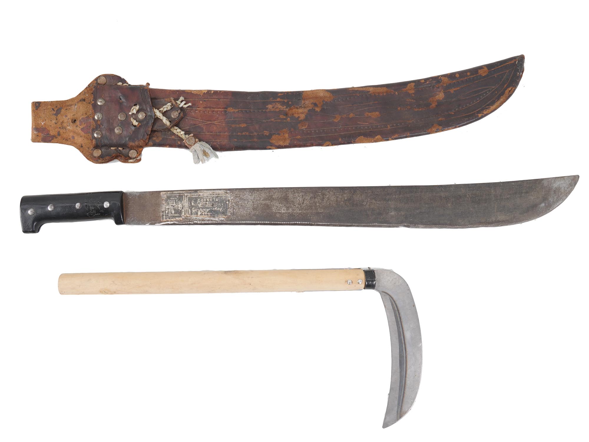 VINTAGE MACHETE AND JAPANESE KAMA SICKLE PIC-2